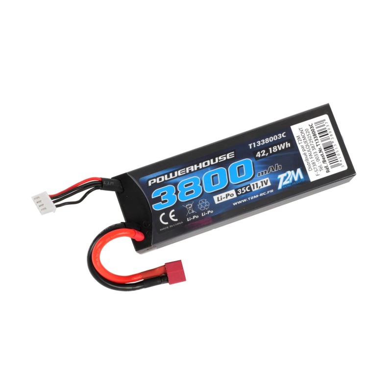 T2M Accu Li-po 11.1V 3S 3800mAH 35C Dean